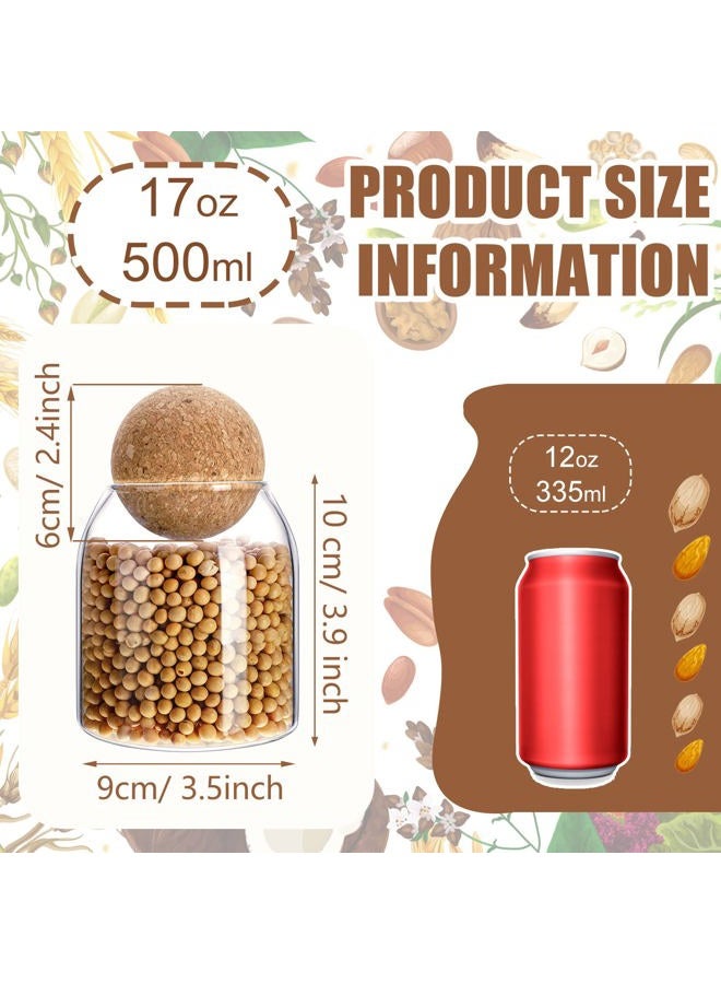 Cunhill 3 Pcs Glass Jar with Ball Cork Lid Decorative Round Bottle Sealed Canister Jar Storage Container Organizer with Airtight Seal Wooden Lid for Food Coffee Bean Candy Biscuits Spice(500 ML/ 17 Oz) - Image 2